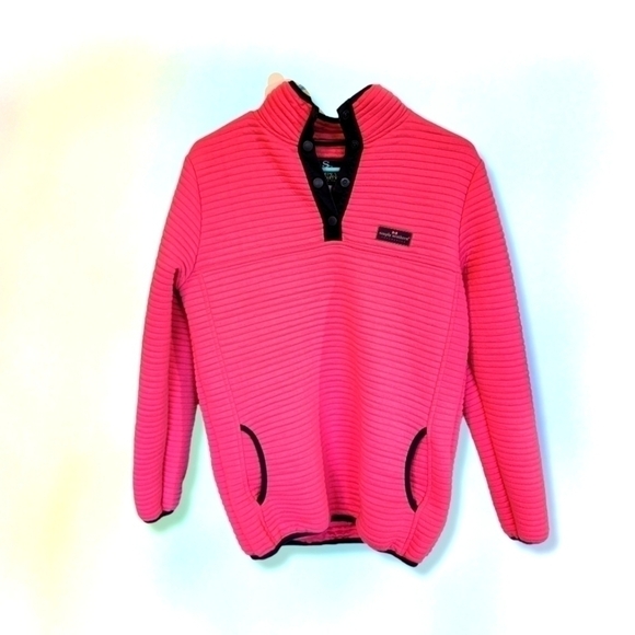 SIMPLY SOUTHERN 𝅺Ribbed Preppy Pink & Navy Pullover Travel Size Small T10 - Picture 1 of 5